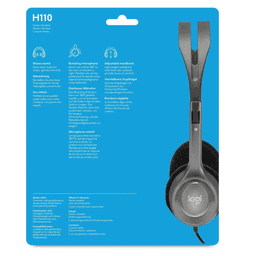 Logitech H110 Stereo Headset – Dual 3.5mm Jacks, Noise-Reducing Mic