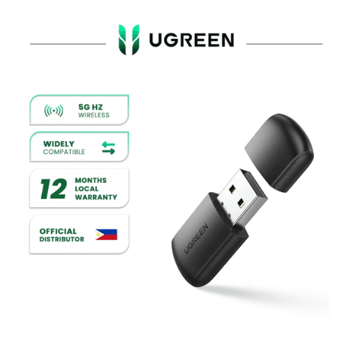 UGREEN (CM448-20204) AC650 11ac Dual-Band Wireless USB Adapter | Up to 650Mbps, 10cm, Gray