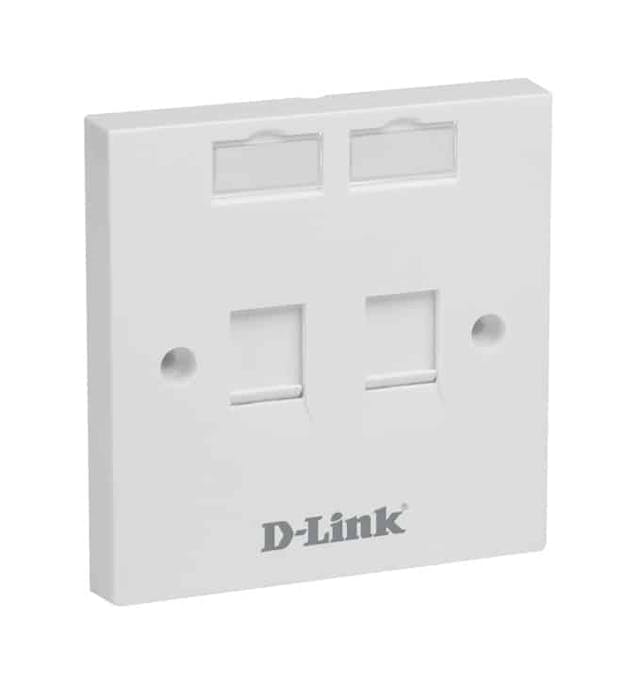D-Link NFP-0WHI21 Dual Faceplate Accepts Two Keystone Jacks with Shutter & ID Plate- 86*86 mm - White Colour - Square