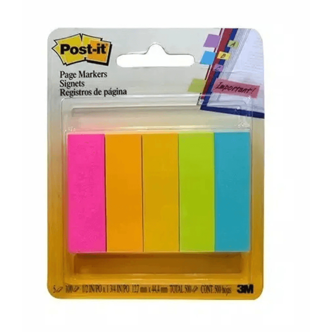 Post-it Page Marker 670-5AN 1/2x2in Assorted Tabs