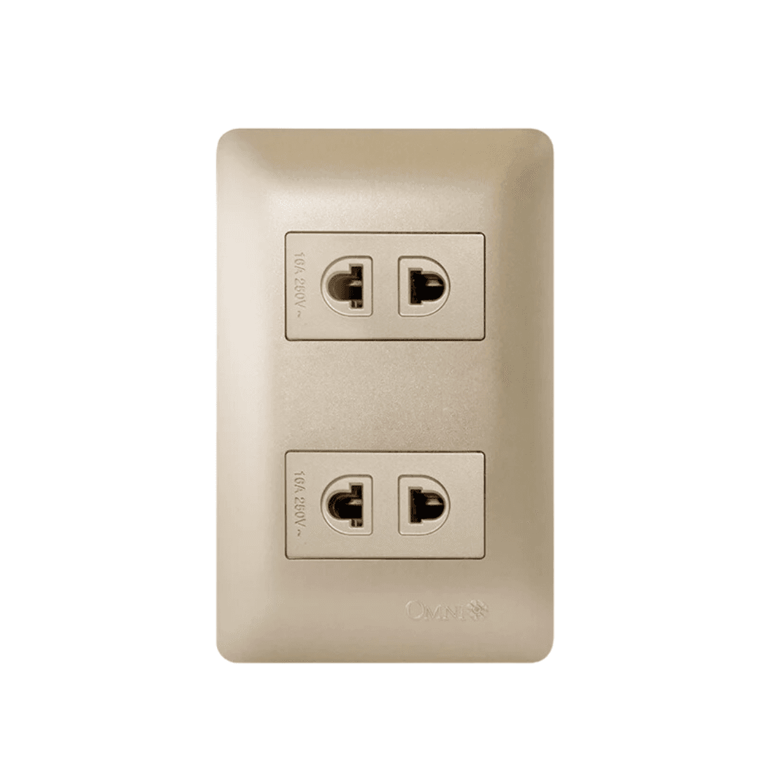 OMNI Electrical & Lighting 2pcs. Universal Outlet in Brass Plate 16A (Designer Series)