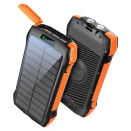 Promate SolarTank-20PDQi 20000mAh Rugged EcoLight™ Solar Power Bank with 4USB Ports, 10W Wireless Charging, Dual Charging Input, and 550lm LED Flash Light
