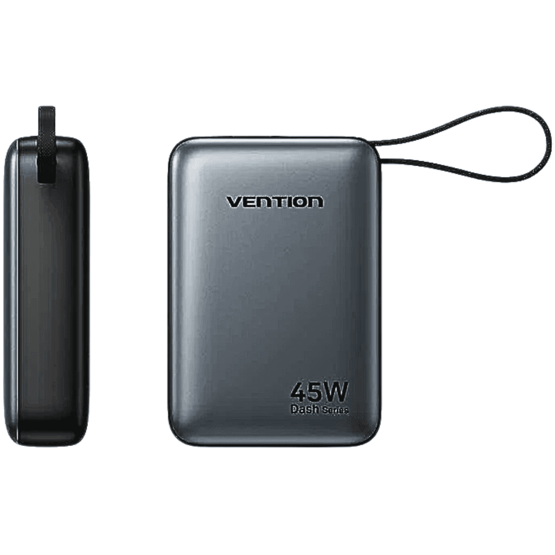Vention 20000mAh Power Bank | 45W PD Fast Charging Built-in USB-C Cable