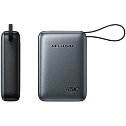 Vention 20000mAh Power Bank | 45W PD Fast Charging Built-in USB-C Cable