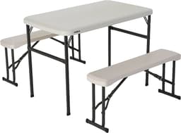Lifetime 42" Almond Picnic Table & Bench Combo | Portable Folding Set | Model 80373