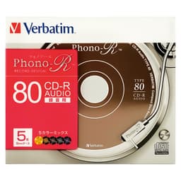 Verbatim CD-R AUDIO 80min Phone-R 5 Colors 5pk Jewel Case 66651