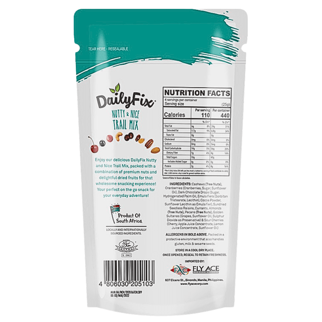 DailyFix Nutty & Nice Trail Mix | Premium Nuts, Dried Fruits & Chocolate Drops | 100g