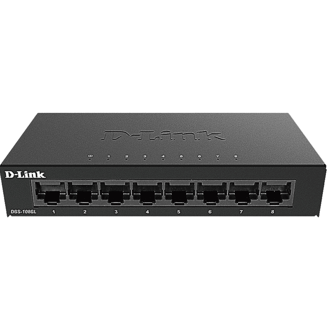 D-Link DGS-108GL 8-Port Gigabit Metal Unmanaged Desktop Switch | Black