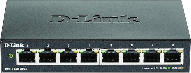 D-Link DGS-1100-08V2 8-port Gigabit Smart Managed Switch 8 x 10/100/1000Base-T, MAC Address 4K, Fanless, Layer 2