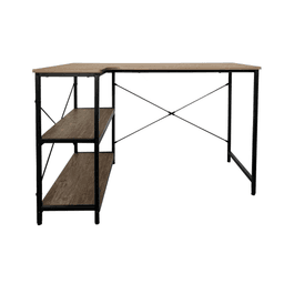 Cubix CT 1908 Modern Computer Table – Oak Top, Black Legs, Side Shelves, Sleek Design