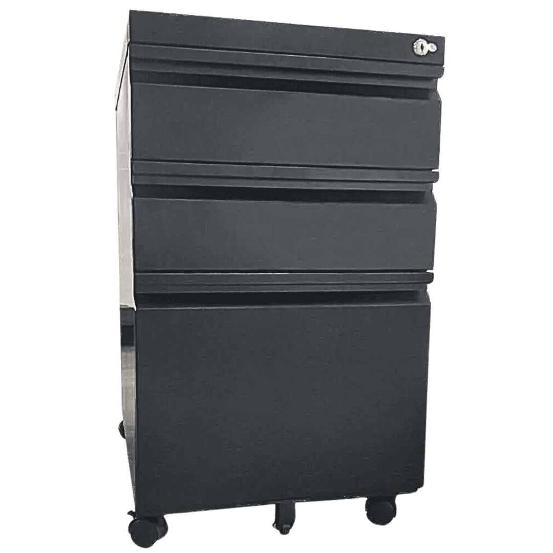 Cubix MC-21 3-Drawer Steel Mobile Pedestal with Central Lock and Recessed Handle