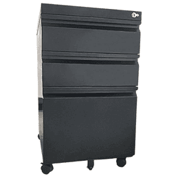 Cubix MC-21 3-Drawer Steel Mobile Pedestal with Central Lock and Recessed Handle
