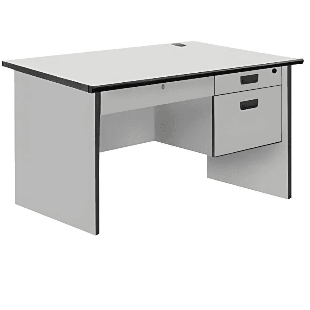 Cubix Modern Office Table – Lockable Drawers, PVC Edge, AS1004/AS1204, 3-Drawer Desk