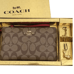 Coach C1748 Large Corner Zip Wristlet â Khaki/1941 Red