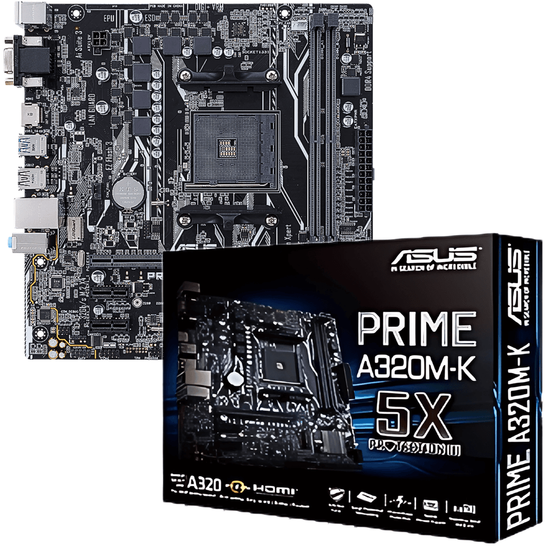 ASUS Prime A320M-K AM4 Micro-ATX Motherboard | DDR4 32GB, PCIe 3.0, HDMI/VGA, 5X Protection