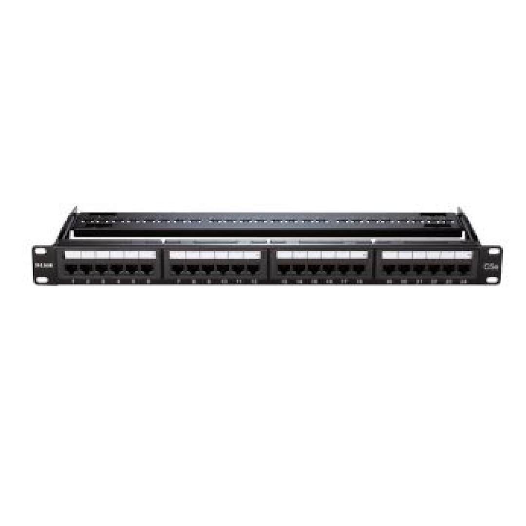 D-Link 24 Port Unshielded Cat5E Fully Loaded Punch Down Patch Panel - Keystone Type - 1U- Black Colour