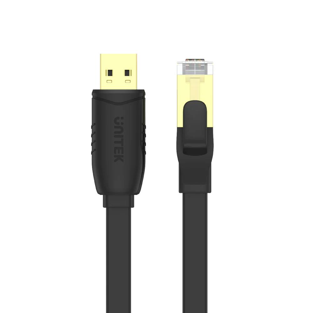 UNITEK Y-SP02001B USB 2.0 to RJ45 Console Rollover Flat Cable 1.8M
