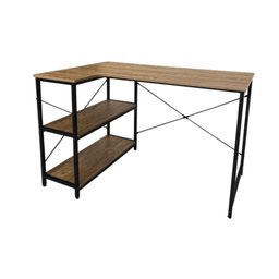 Cubix CT 1908 Modern Computer Table – Oak Top, Black Legs, Side Shelves, Sleek Design