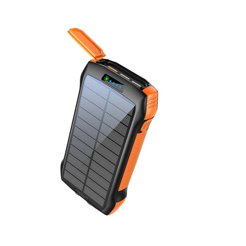 Promate SolarTank-20PDQi 20000mAh Rugged EcoLight™ Solar Power Bank with 4USB Ports, 10W Wireless Charging, Dual Charging Input, and 550lm LED Flash Light