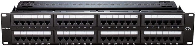 D-Link 48 Port Unshielded Fully Loaded Punch Down Patch Panel - Keystone Type - 2U - Black Colour