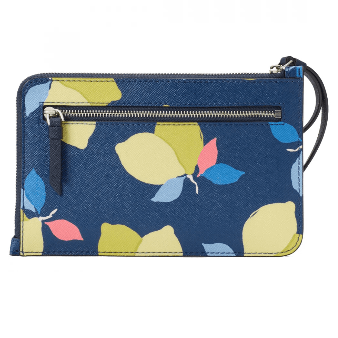Kate Spade Cameron Lemon Zest Wristlet – Medium L-Zip, River Blue Multi