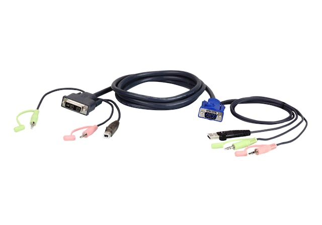 ATEN 2L-7DX2U 1.8M USB VGA to DVI-A KVM Cable with Audio