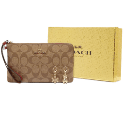 Coach C1748 Large Corner Zip Wristlet â Khaki/1941 Red