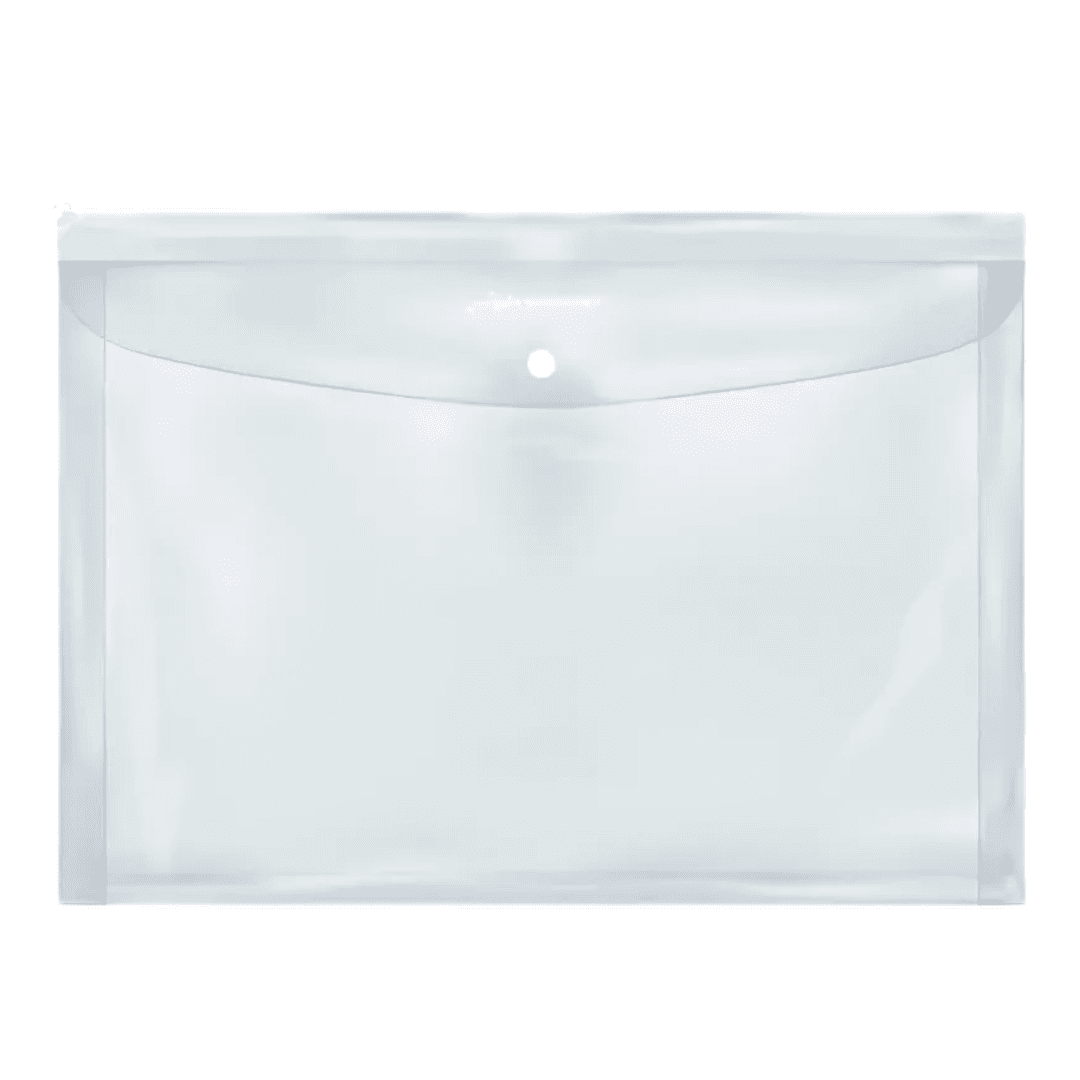 Expanding Plastic Envelope A4/Short w/ Button – Clear, Reusable File Organizer for Documents