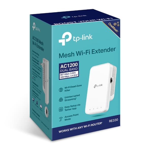 TP-Link RE330 AC1200 Mesh Wi-Fi Extender | Dual Band Wireless Signal Booster