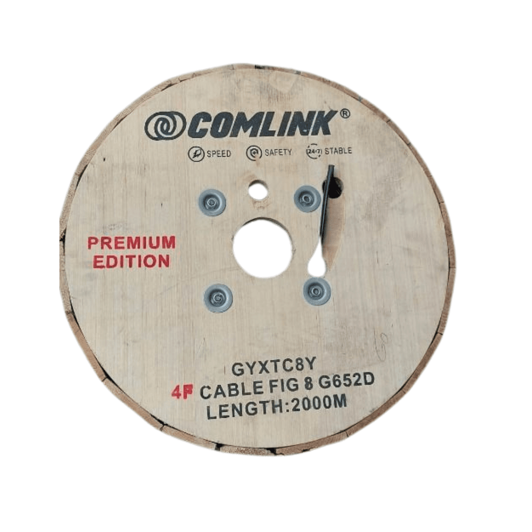 Comlink V2 Mini Fig8 2F (2KM) 1.5mm, GYXTC8Y – 2 Core Fiber Optic Cable with Steel Messenger for FTTH and Outdoor Applications