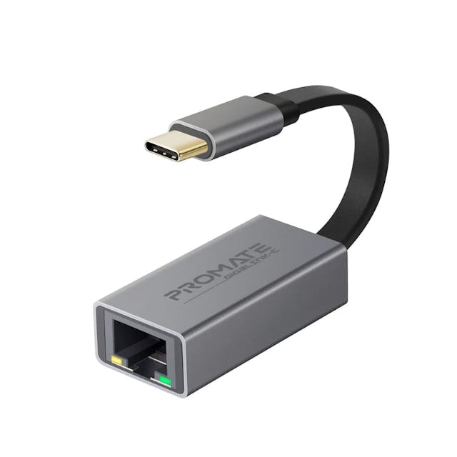 Promate GigaLink-C High Speed USB-C to Gigabit Ethernet Adapter (Supports All USB Devices: Laptops, Tablets & Mobile)