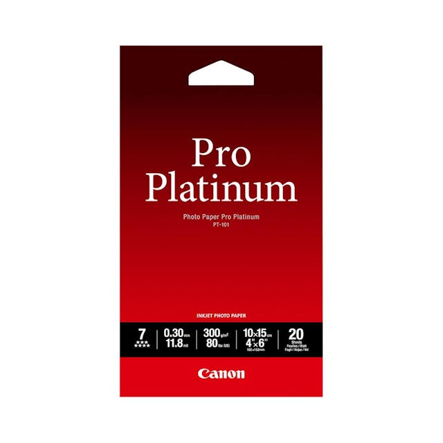 Canon PT-101 Pro Platinum Photo Paper 4×6” – 20 Sheets