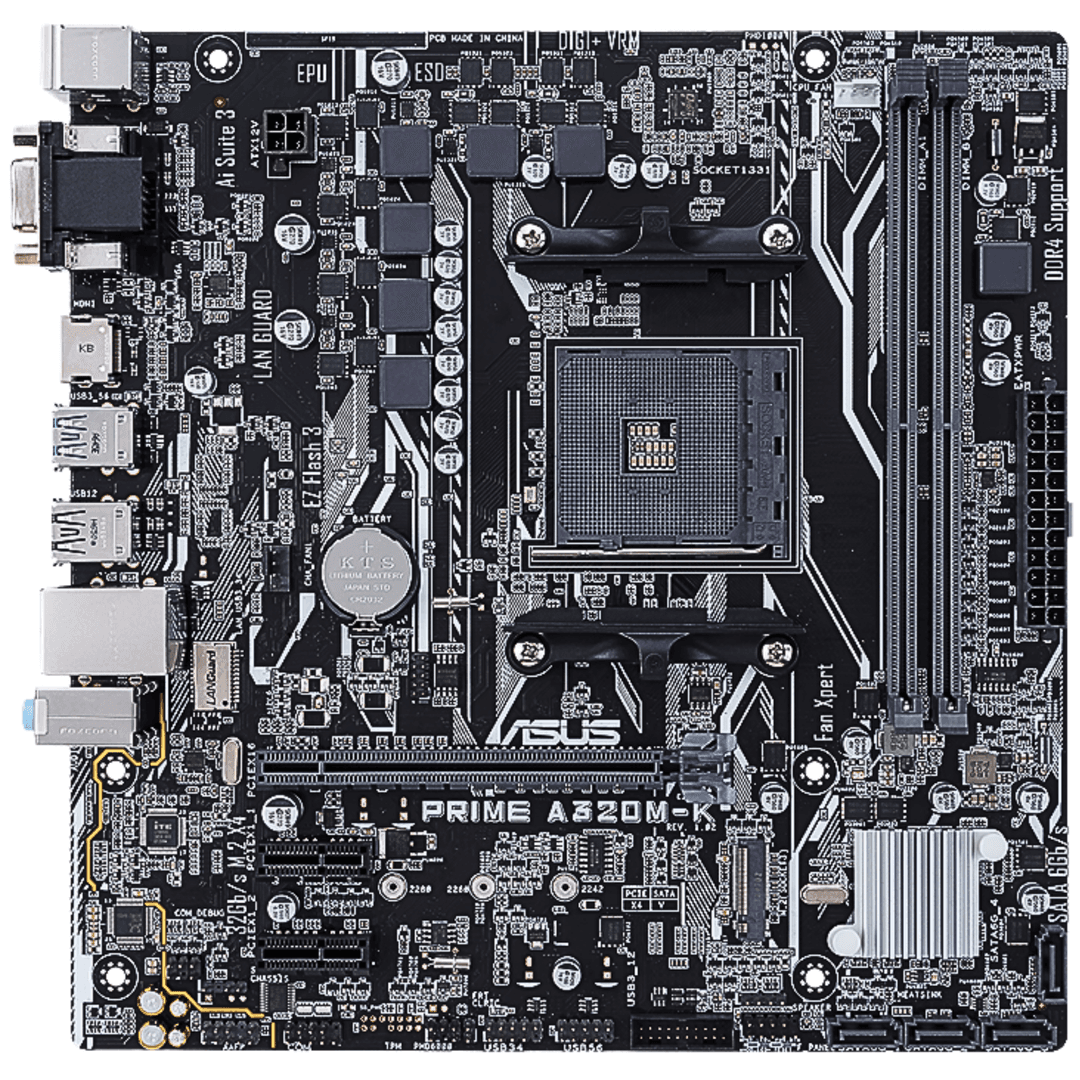 ASUS Prime A320M-K AM4 Micro-ATX Motherboard | DDR4 32GB, PCIe 3.0, HDMI/VGA, 5X Protection