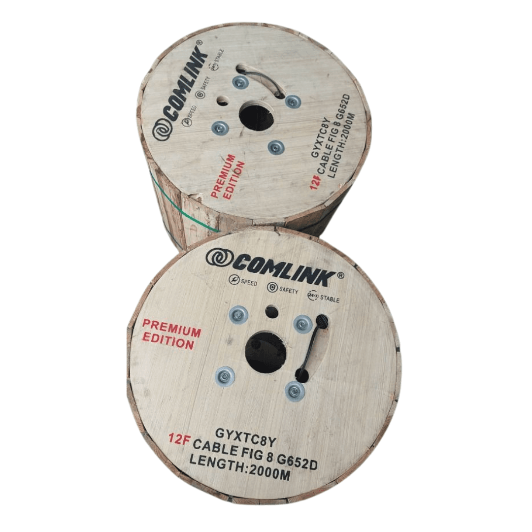 Comlink V2 Mini Fig8 2F (2KM) 1.5mm, GYXTC8Y – 2 Core Fiber Optic Cable with Steel Messenger for FTTH and Outdoor Applications