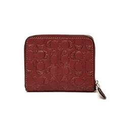 Coach Zip-Around Wallet | Full-Length Zip Closure, Compact & Elegant Organizer | Maroon Leather,