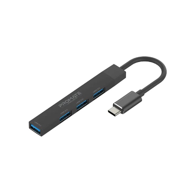Promate LiteHub-4 4-in-1 Multi-Port USB-C Data Hub with USB-C & USB-A Dual Connectivity