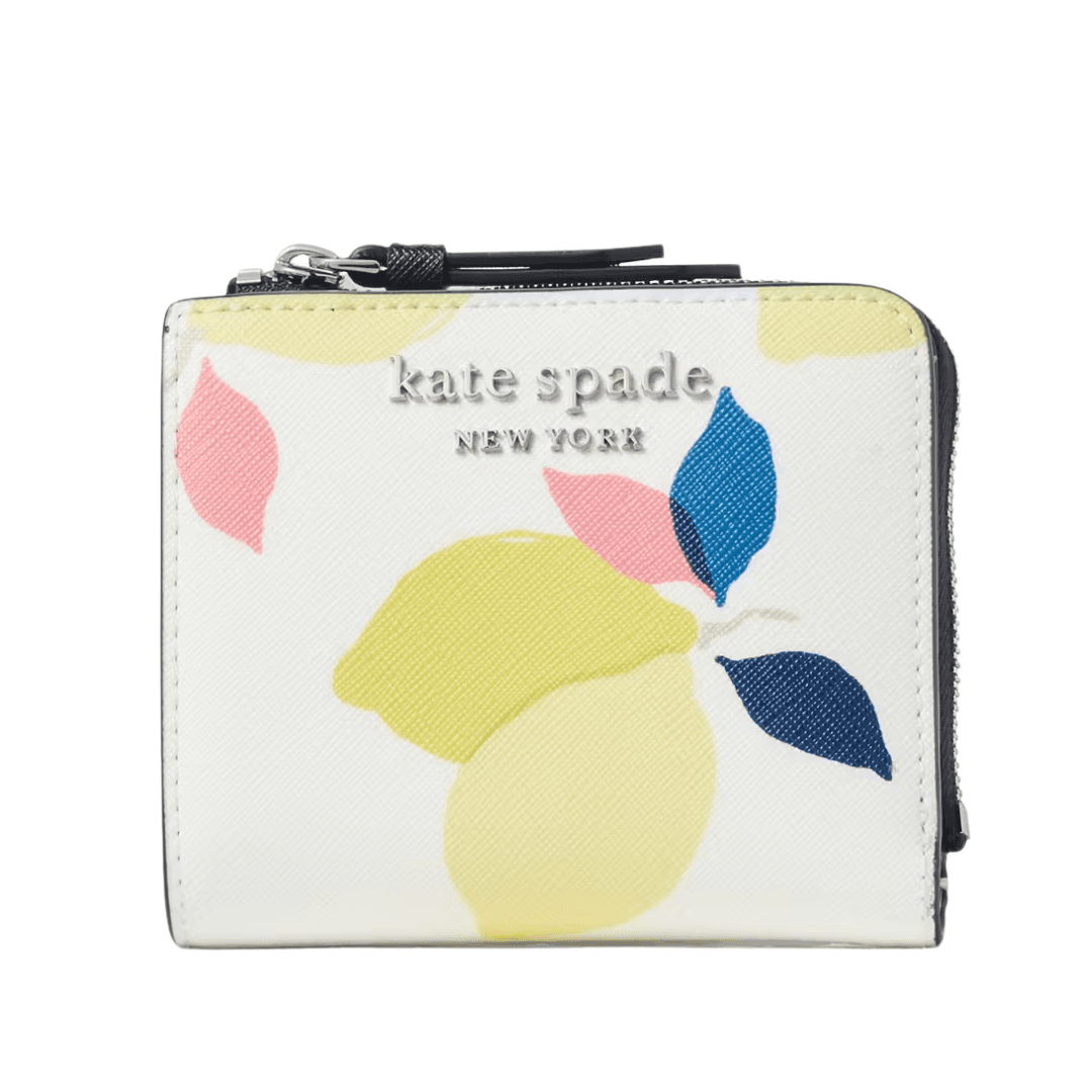 Kate Spade Cameron Lemon Zest Wallet WLRU6145 – White Saffiano Leather, Zip Slim