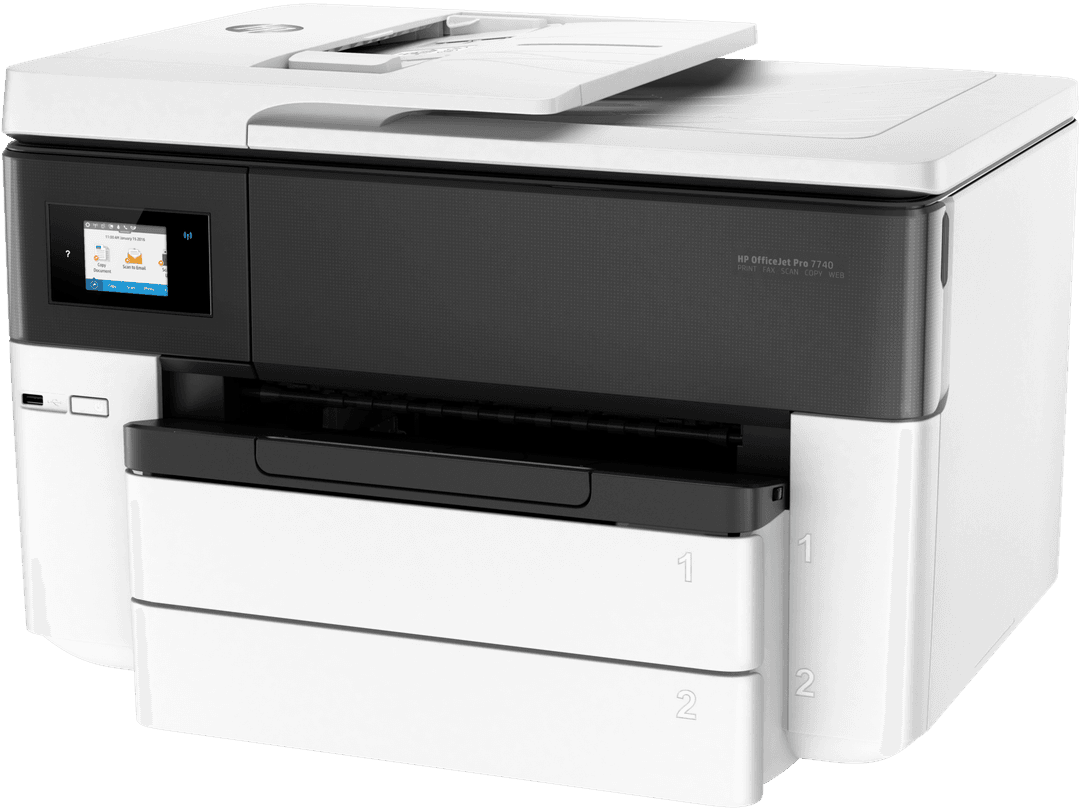 HP G5J38A OfficeJet Pro 7740 Wide Format All-in-One Thermal Inkjet Color Printer with Wireless Printing