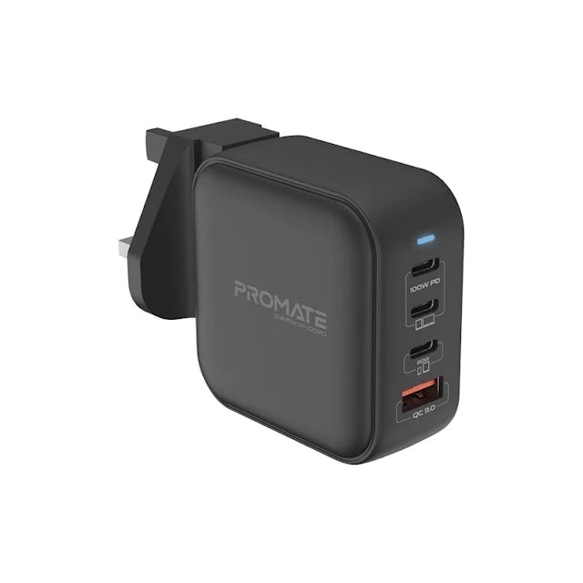 Promate GaNPort4-100PD 100W Power Delivery GaNFast™ Charger with Quick Charge 3.0