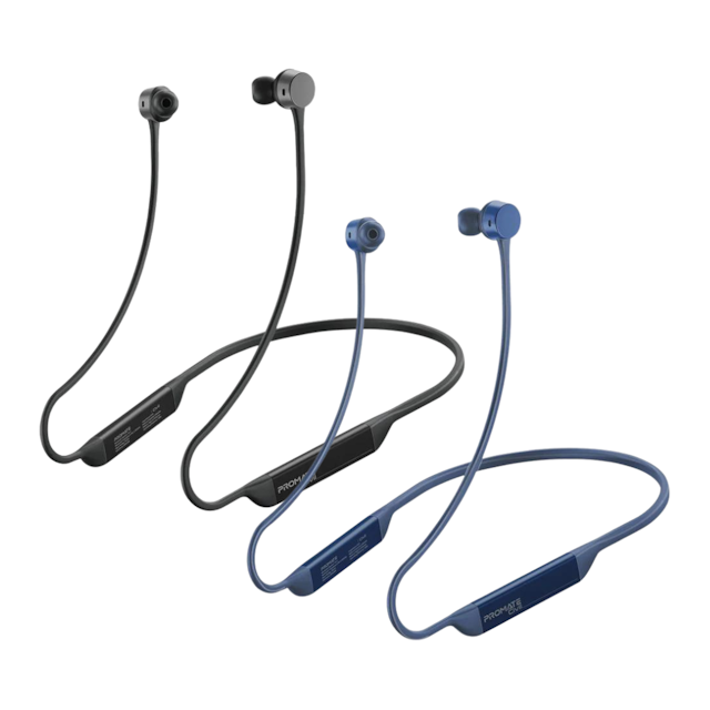 Promate Civil High-Fidelity Liquid Silicone Wireless Neckband Earphones with 24 hrs Playback