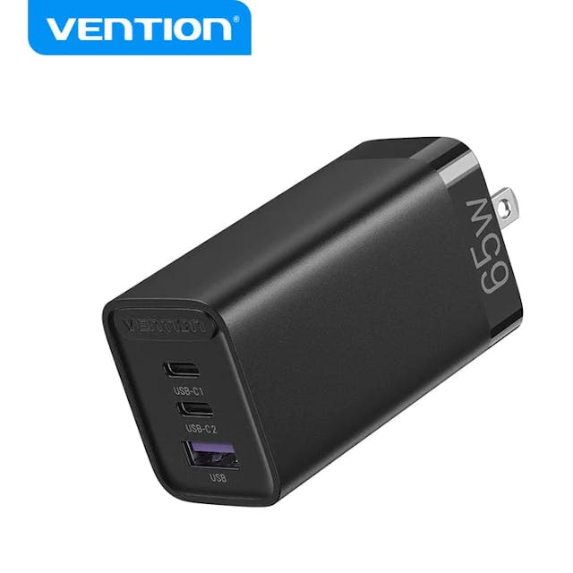 VENTION FEEDB0-US 65W GaN USB C Wall Charger 3 Port - Fast Charger Power Adapter