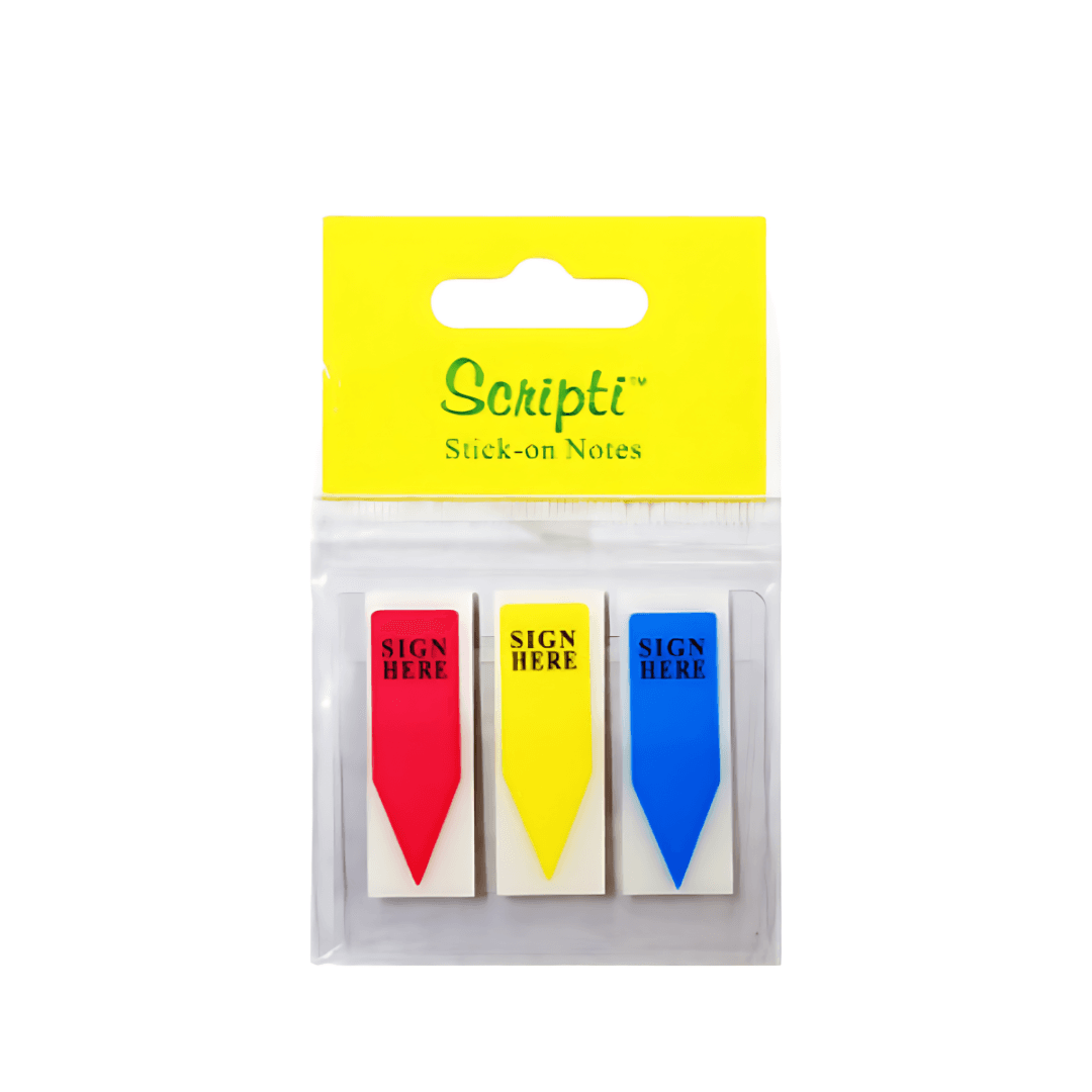Scripti Flags Scripti - SCRIPTI 48 x 15mm SIGN HERE Tape Flags | Red/Blue/Yellow for ...
